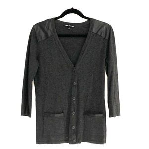 Cable & Gauge Faux Leather Shoulder Cardigan